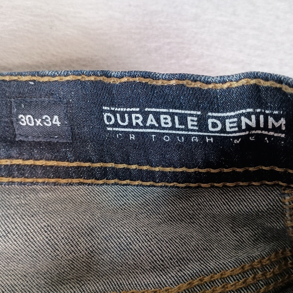 BKE Aiden Men's 30x34 Dark Wash Blue Embroidered Whisker Straight Leg Jeans - Picture 3 of 11